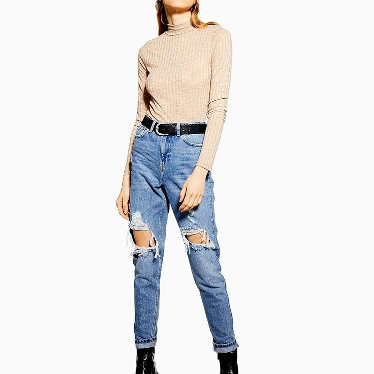 商品Topshop|水洗DESTROY 破洞 MOM 牛仔裤,价格¥645,第3张图片详细描述