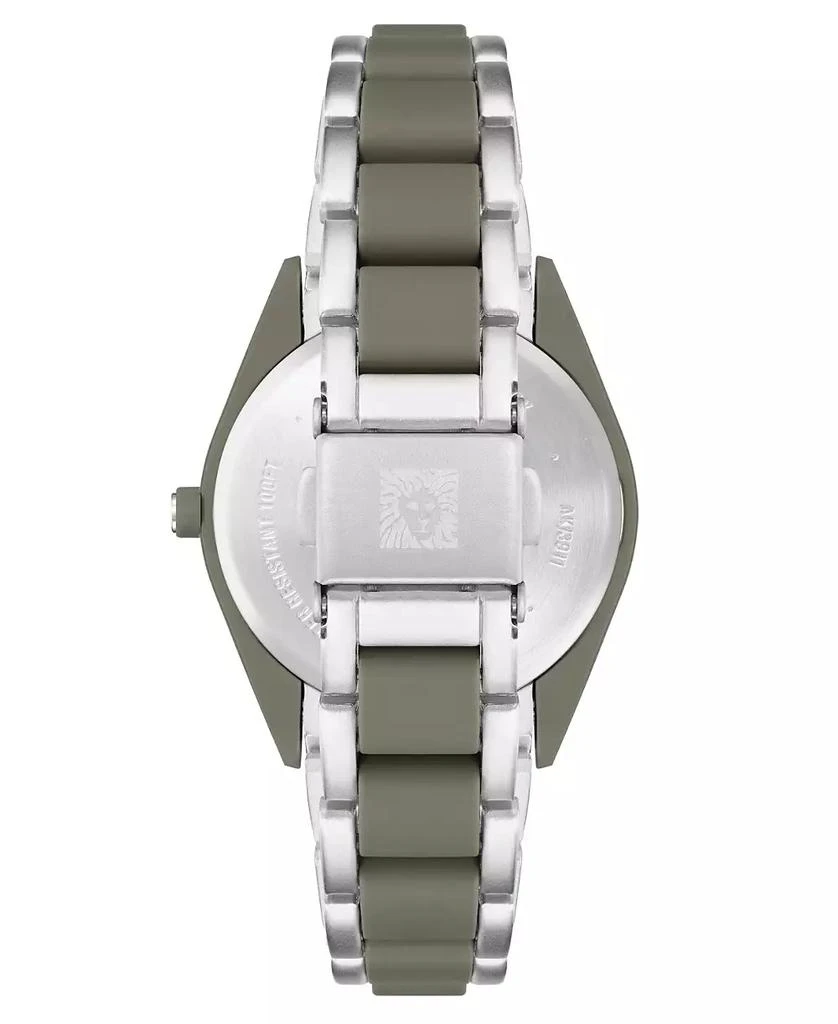 商品Anne Klein|Women's Three-Hand Quartz Silver-Tone and Olive Green Solar Oceanwork Plastic Bracelet Watch, 38.5mm,价格¥929,第3张图片详细描述