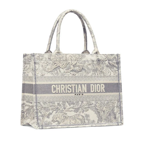 【包税】DIOR/迪奥 BOOK TOTE系列 灰色Toile de Jouy花纹刺绣帆布小号手提托特包 M1296ZTDT_M932 商品