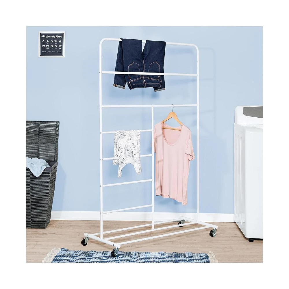 Rolling Multi-Section T-Bar Clothes Drying Rack 商品