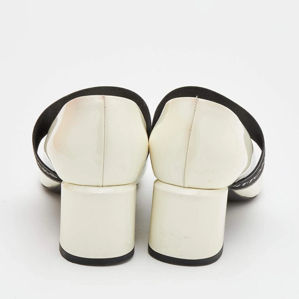 商品[二手商品] Louis Vuitton|Louis Vuitton White Patent Leather Block Heel Pumps Size 36.5,价格¥3317,第5张图片详细描述
