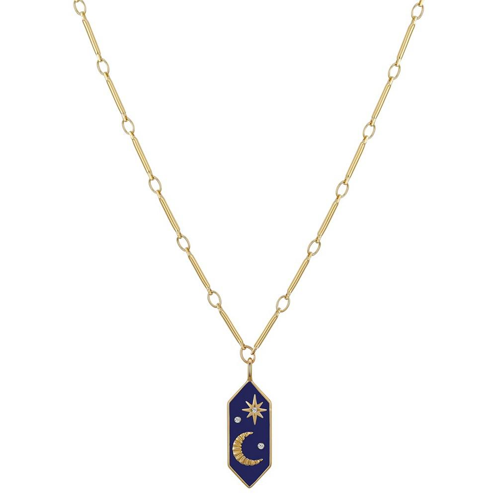 Crystal Moon and Star Talisman Link Bar Chain Necklace商品第1张图片规格展示