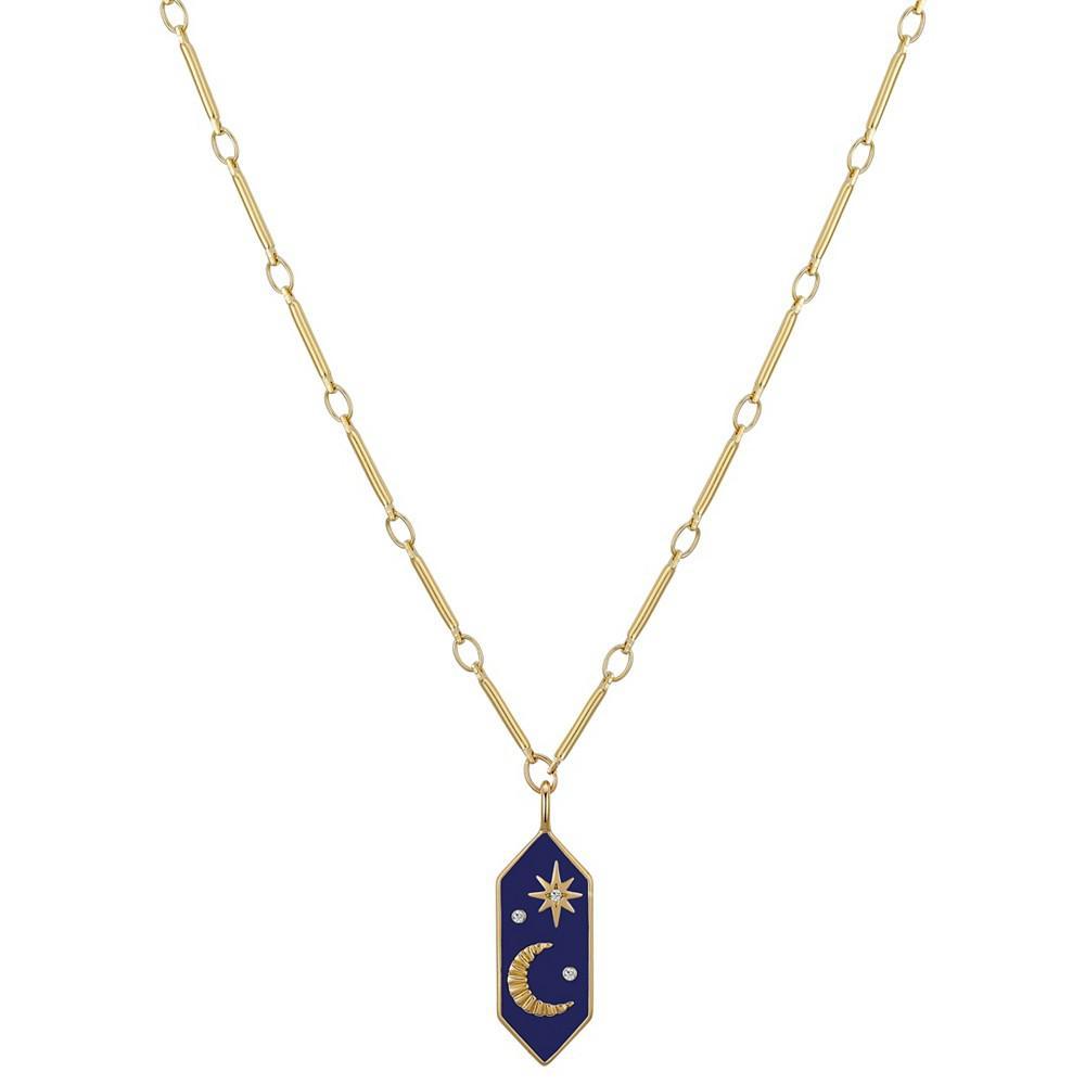 商品Unwritten|Crystal Moon and Star Talisman Link Bar Chain Necklace,价格¥162,第1张图片