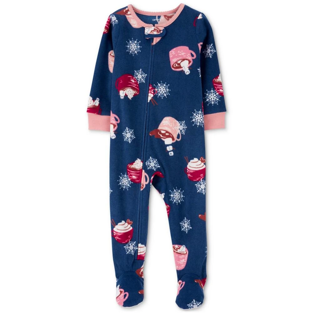 商品Carter's|Toddler Girls 1-Piece Hot Cocoa-Print Fleece Footed Pajama,价格¥83,第1张图片