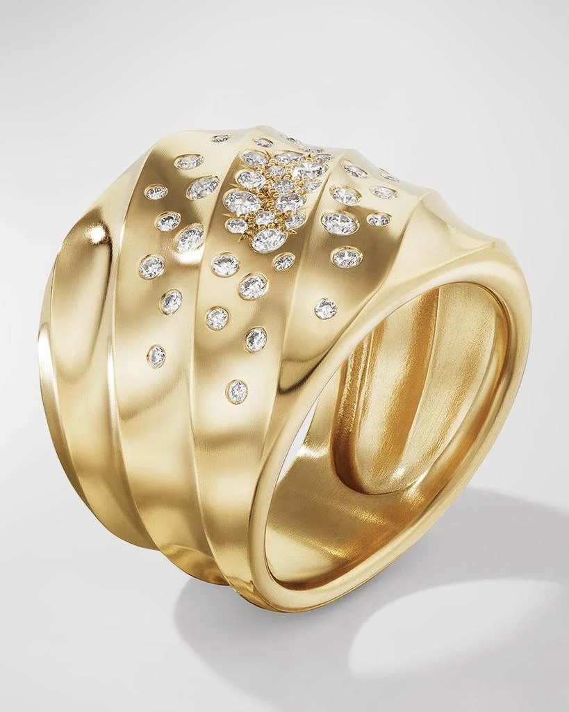 商品David Yurman|Cable Edge Saddle Ring with Diamonds in 18K Gold, 18.8mm, Size 8,价格¥42755,第2张图片详细描述