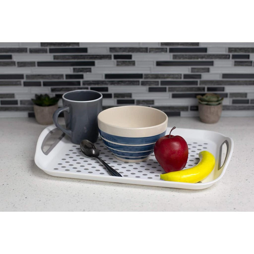 商品Home Basics|Home Basics Anti-Slip Plastic Serving Tray with Easy Grip Handles, White,价格¥147,第2张图片详细描述