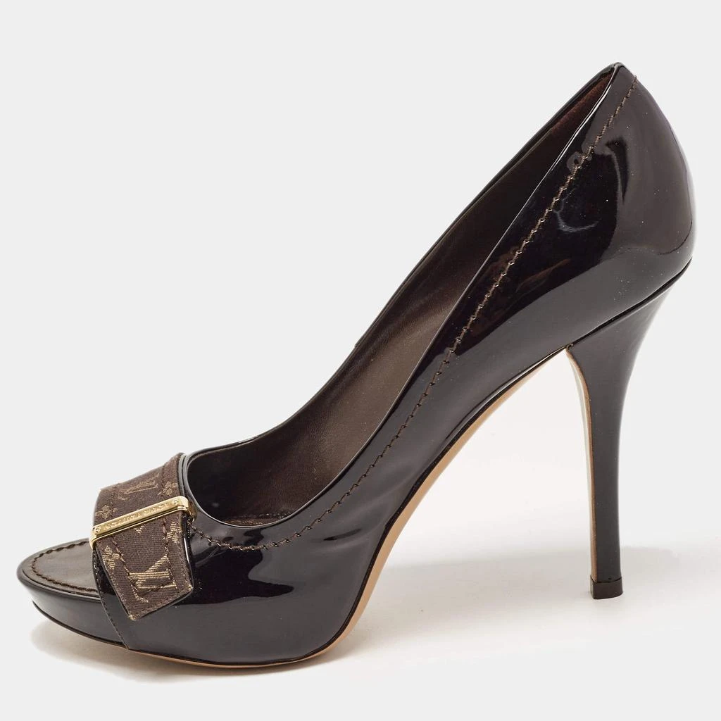 商品[二手商品] Louis Vuitton|Louis Vuitton Dark Burgundy Patent Leather Open Toe Pumps Size 37.5,价格¥1292,第1张图片