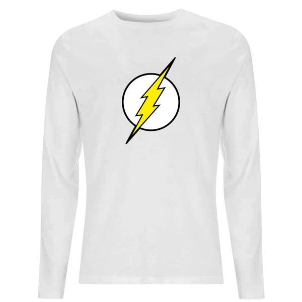 商品Original Hero|DC Justice League Core Flash Logo Unisex Long Sleeve T-Shirt - White,价格¥202,第1张图片