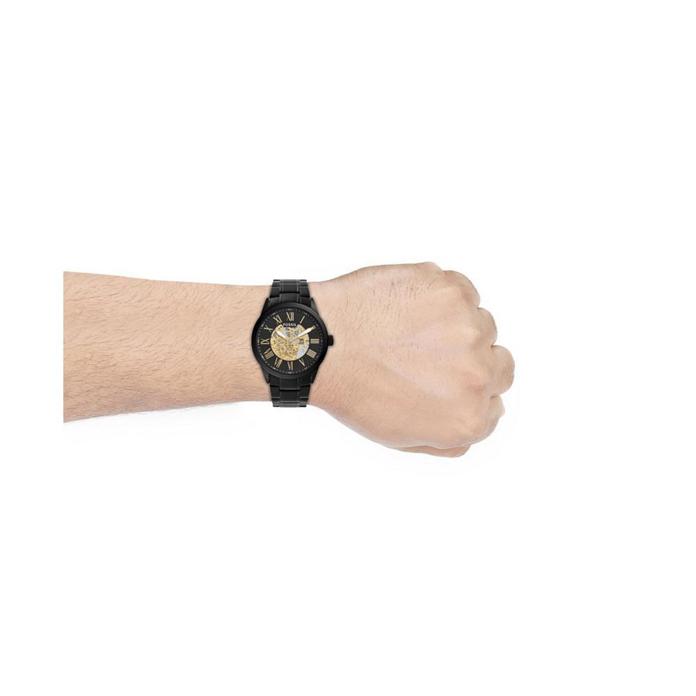 商品Fossil|Men's Flynn Automatic Black Stainless Steel Watch 48mm,价格¥1032,第6张图片详细描述