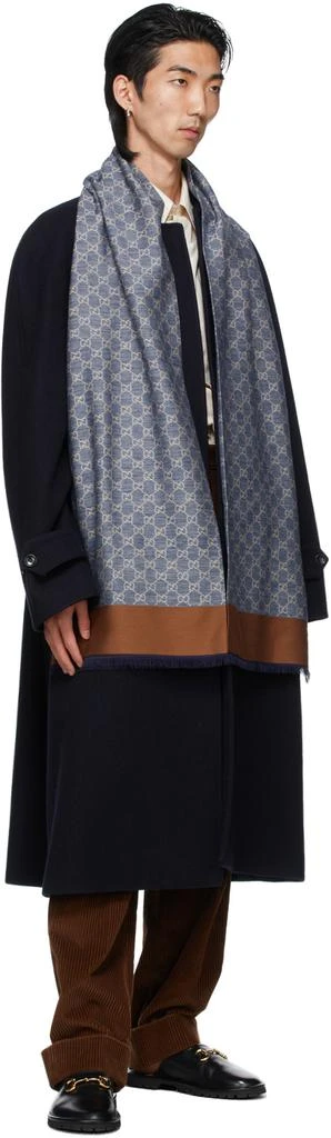 商品Gucci|Blue Cotton Jacquard GG Scarf,价格¥4258,第2张图片详细描述