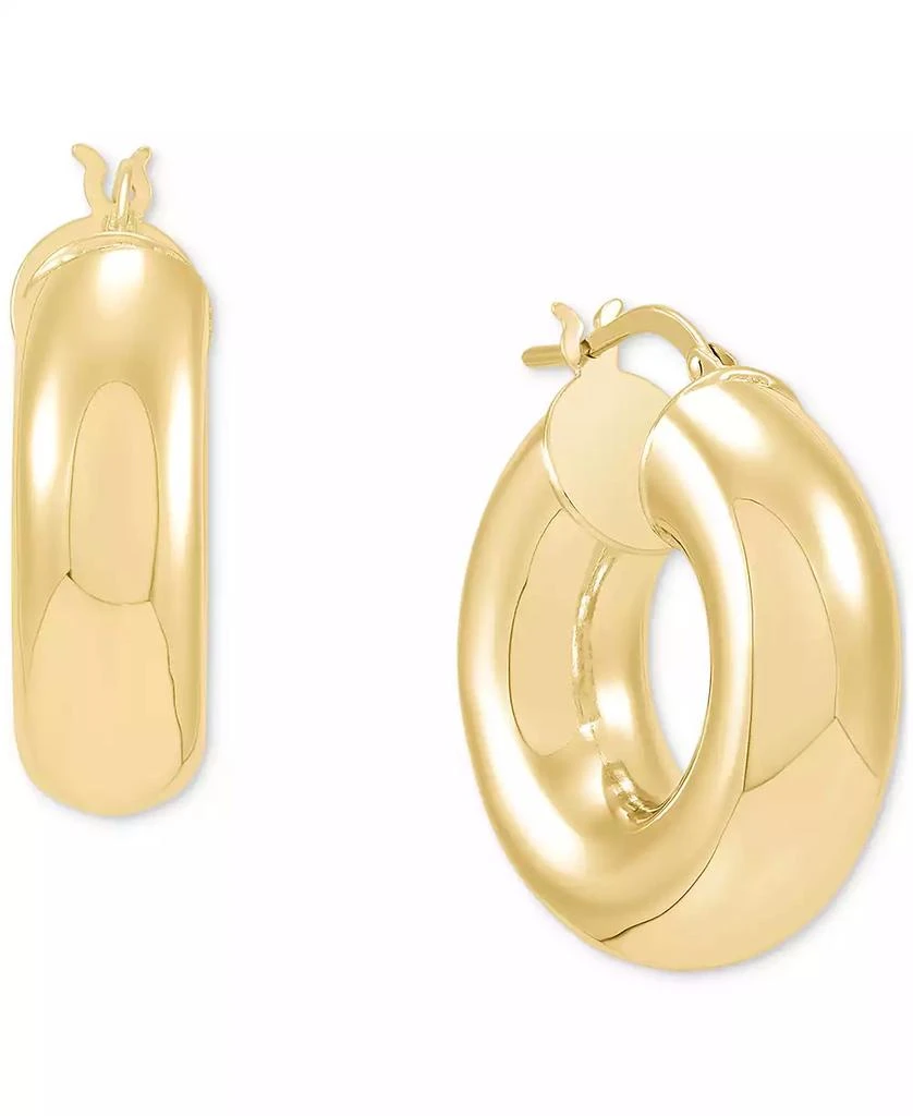 商品Italian Silver|Polished Tube Hoop Small Huggie Hoop Earrings in 18k Gold-Plated Sterling Silver, 1",价格¥1283,第4张图片详细描述