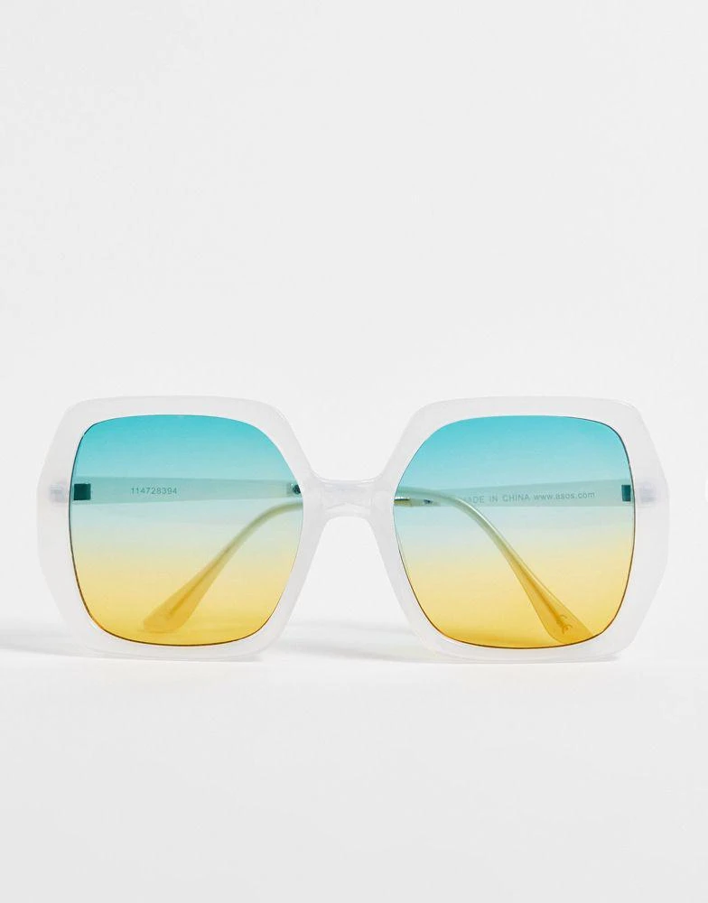 商品ASOS|ASOS DESIGN frame 70s sunglasses in white with ocean lens  - WHITE,价格¥58,第2张图片详细描述