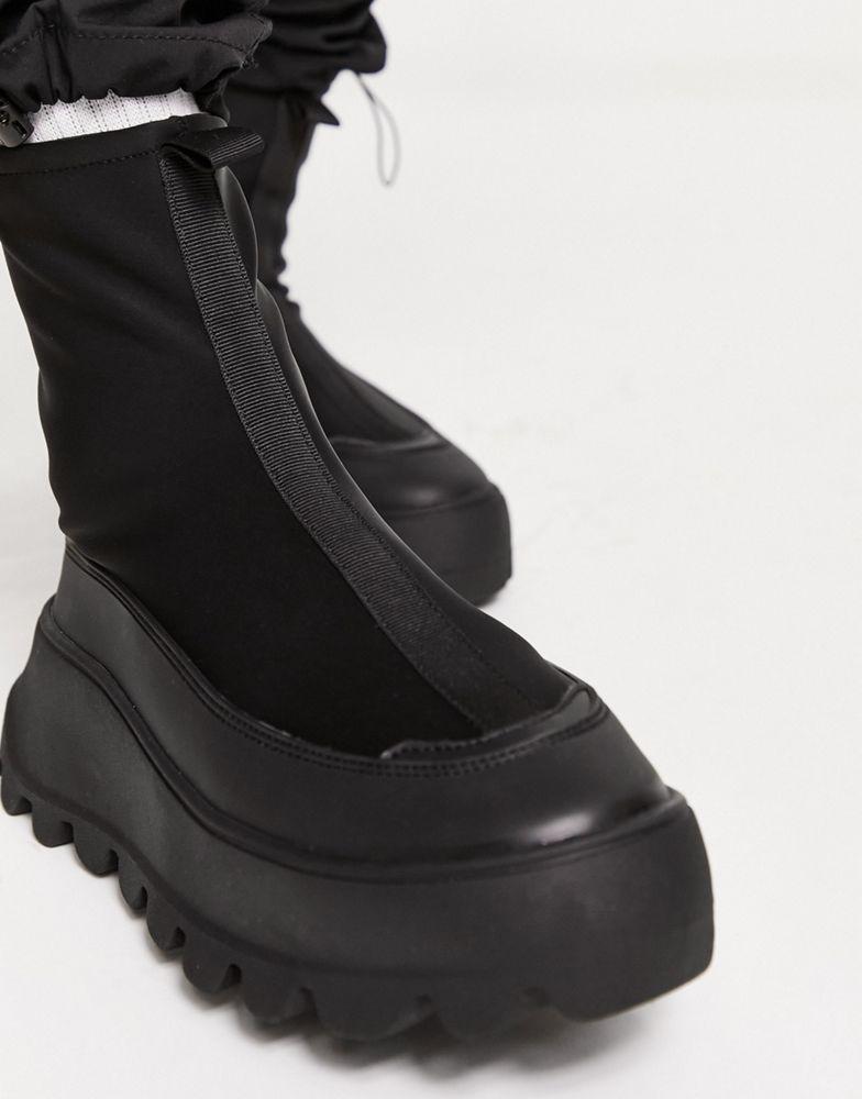 ASOS DESIGN chunky zip up sock boots in black neoprene商品第3张图片规格展示