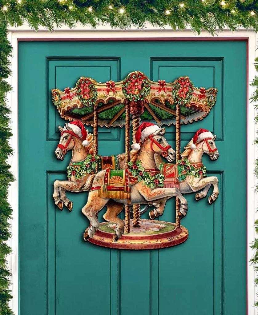 商品Designocracy|Christmas Carousel Christmas Wooden Wall Decor Door Decor G. DeBrekht,价格¥989,第3张图片详细描述