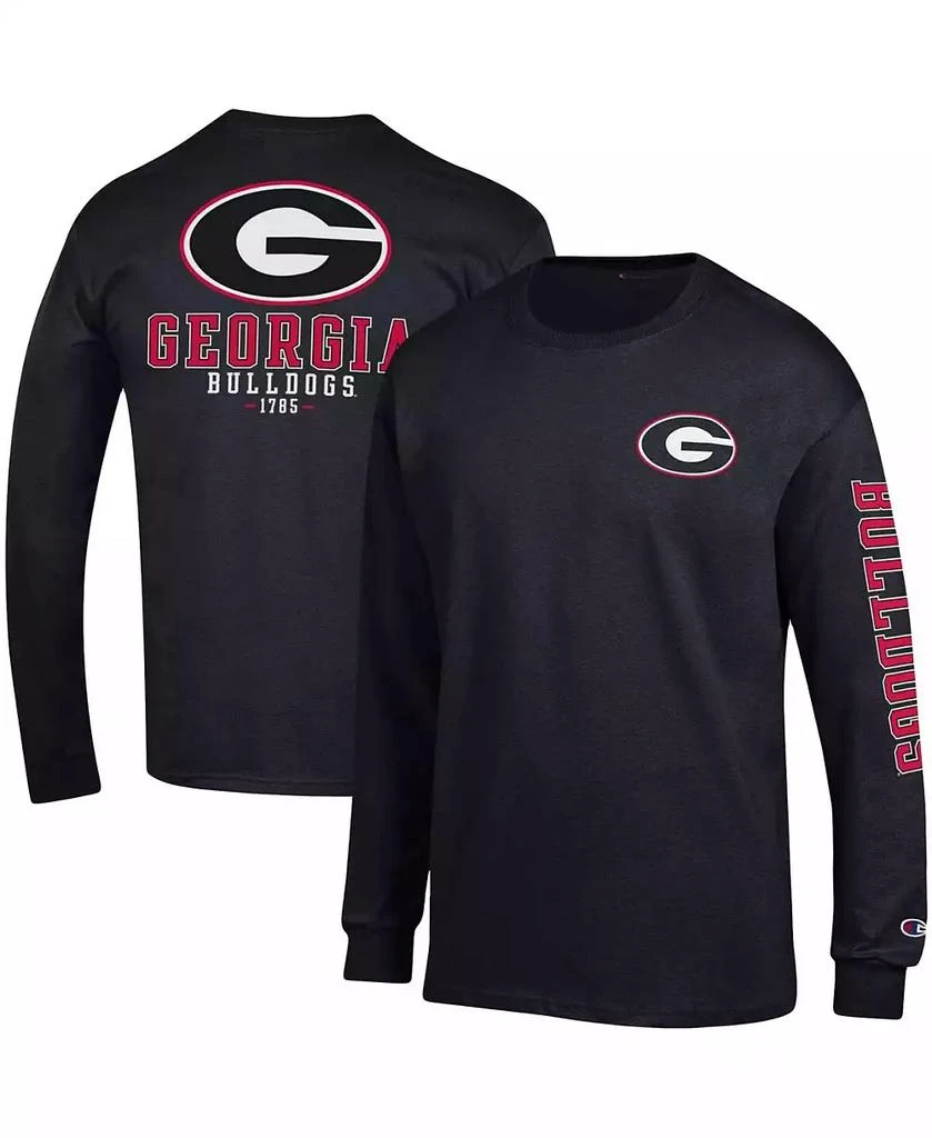 商品CHAMPION|Men's Black Georgia Bulldogs Team Stack Long Sleeve T-shirt,价格¥225,第1张图片