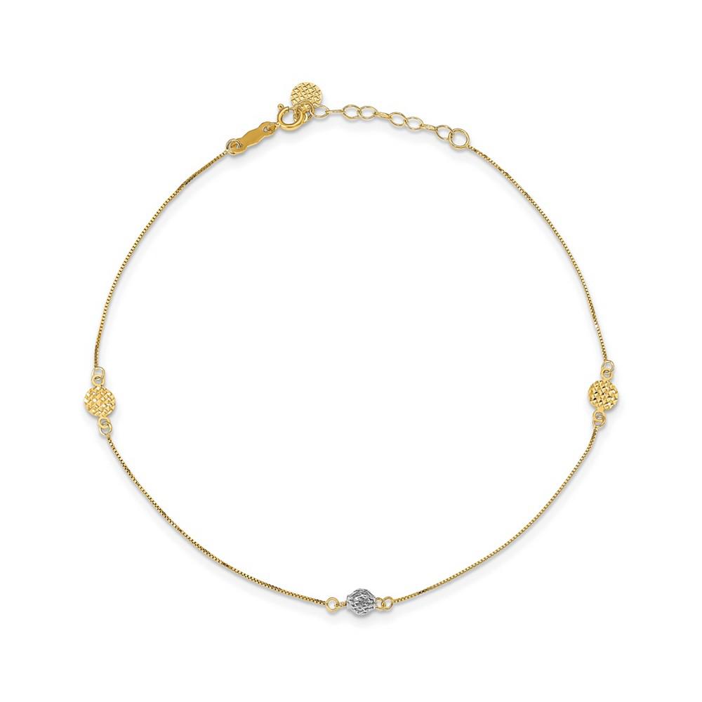 Puff Circle and Disc Anklet in 14k Yellow and White Gold商品第1张图片规格展示