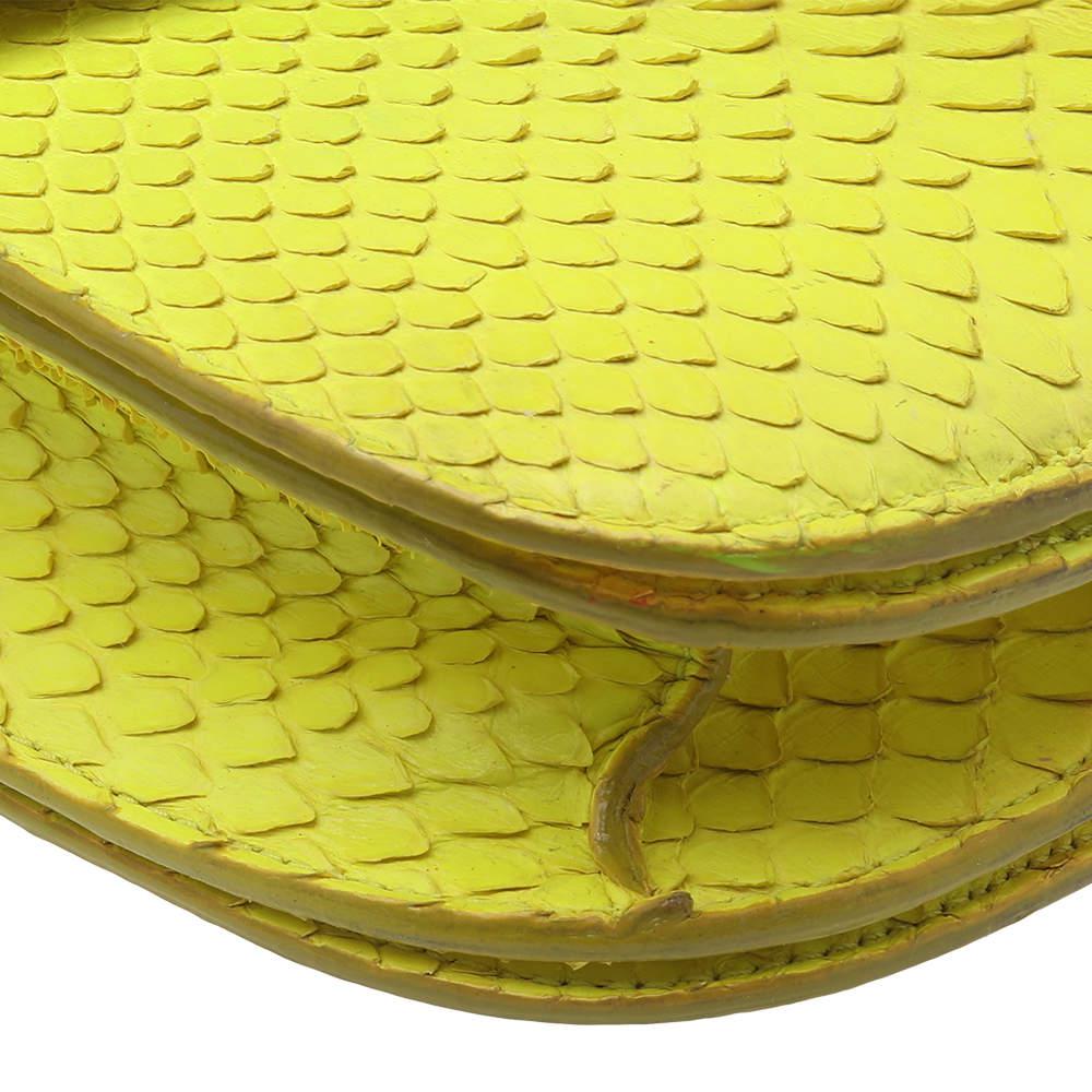 Celine Neon Yellow Python Leather Medium Box Shoulder Bag商品第10张图片规格展示