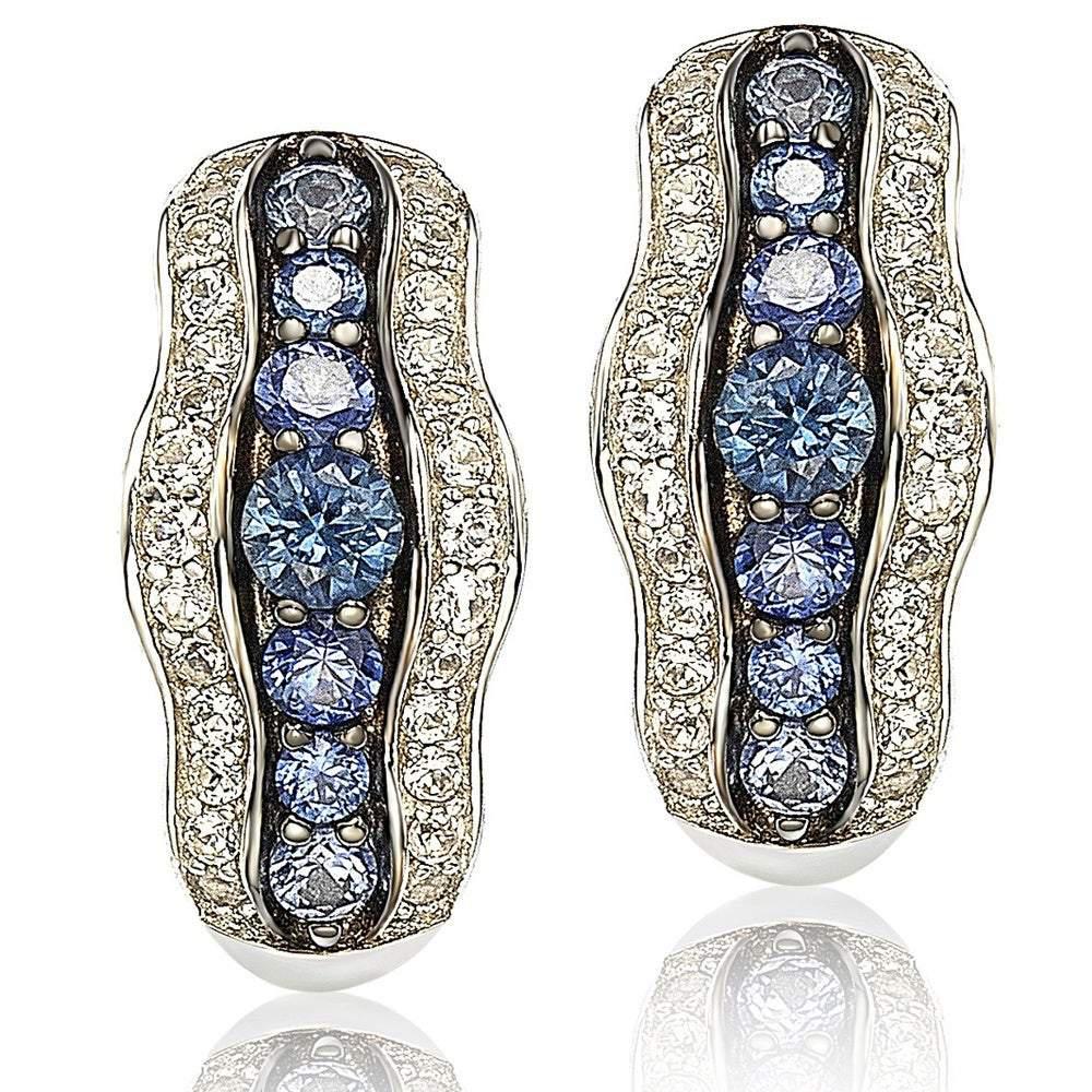 Suzy Levian Sapphire and Diamond in Sterling Silver and 18K Gold Earring商品第1张图片规格展示