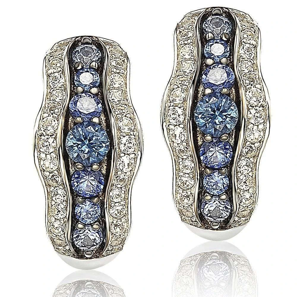 商品Suzy Levian|Sapphire and Diamond in Sterling Silver and 18K Gold Earring,价格¥3448,第1张图片