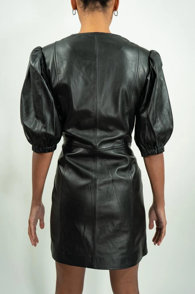 商品Muubaa|Black alba volume sleeve leather dress,价格¥4076,第4张图片详细描述