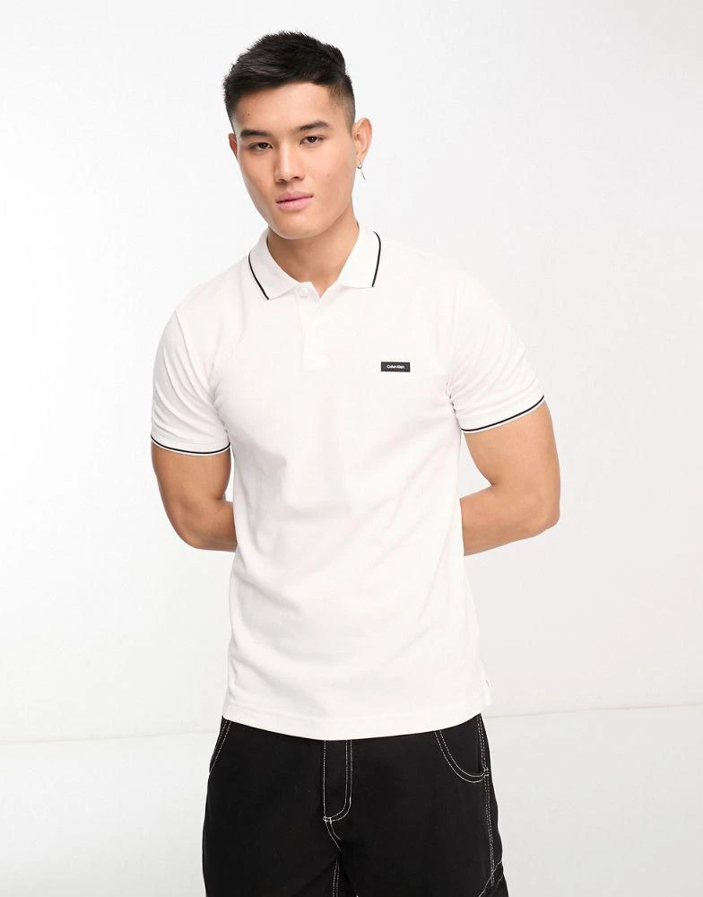 商品Calvin Klein|Calvin Klein box logo slim fit polo shirt in white,价格¥794,第4张图片详细描述