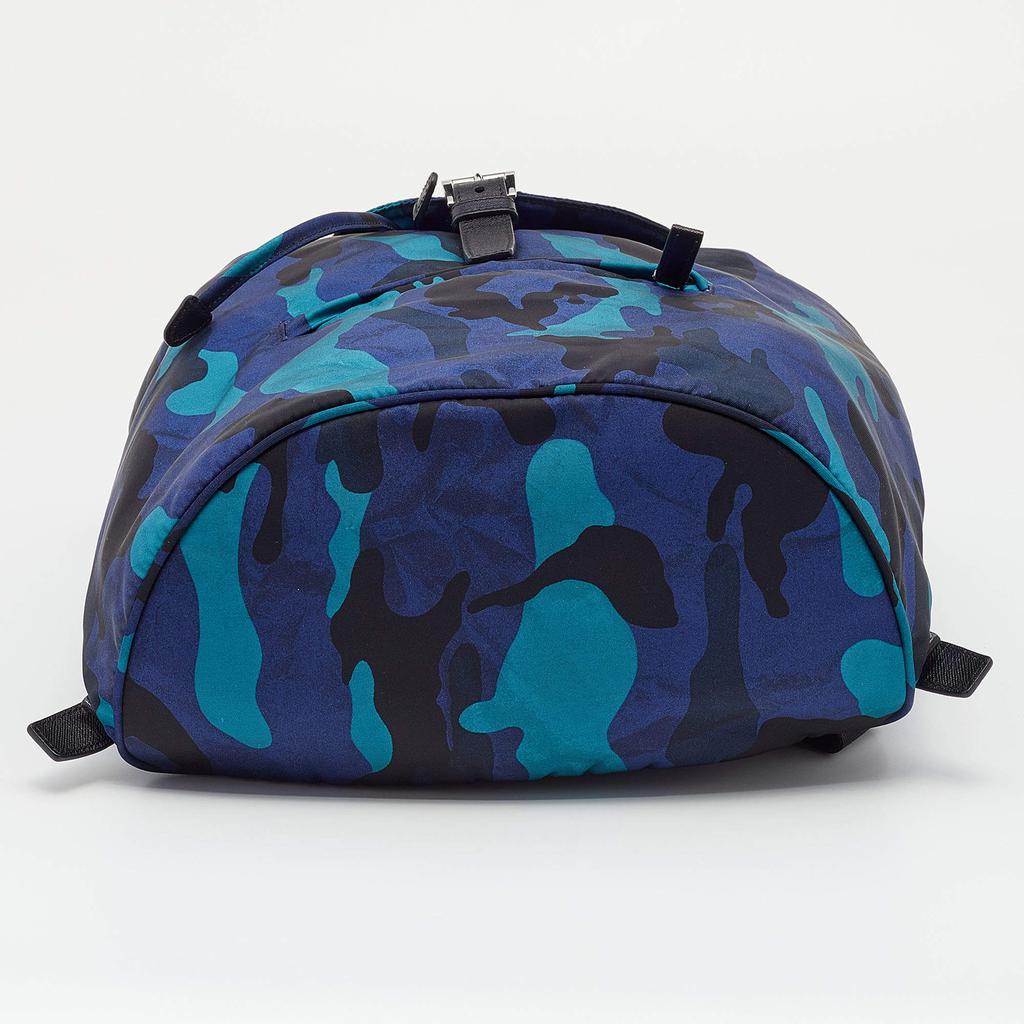 Prada Blue/Black Camouflage Printed Nylon And Leather Tessuto Backpack商品第6张图片规格展示