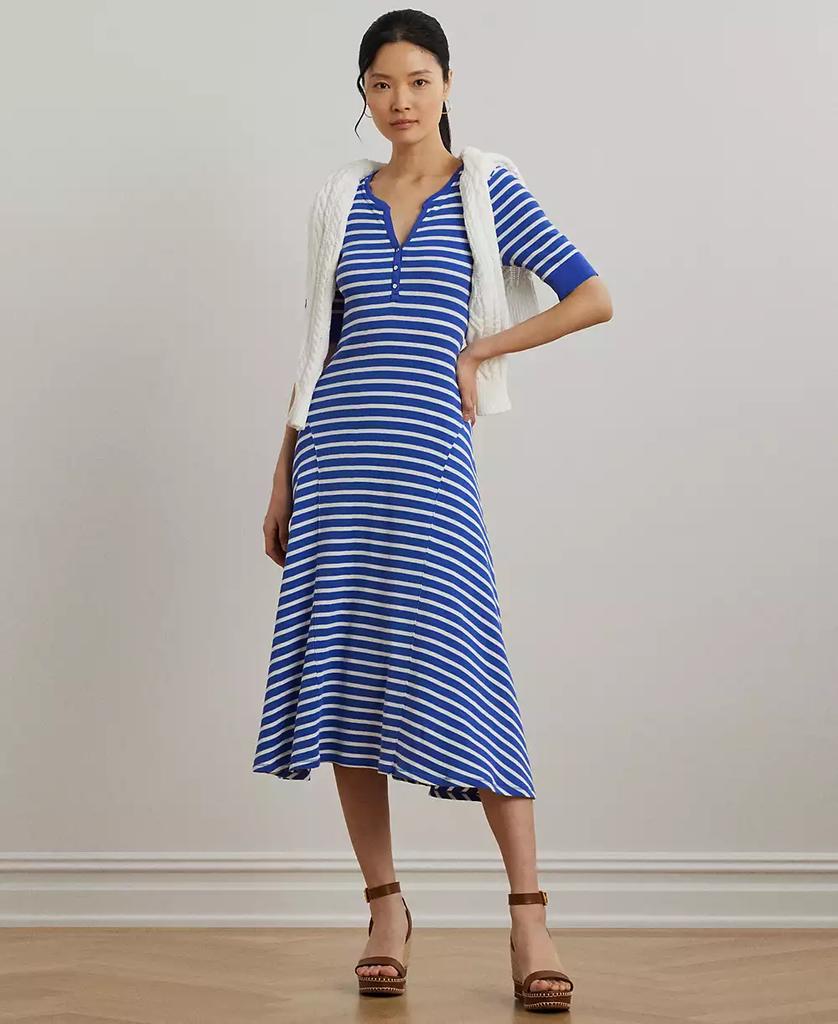 Lauren Ralph Lauren | Women's Striped Waffle-Knit Cotton Henley Dress 359.03元 商品图片