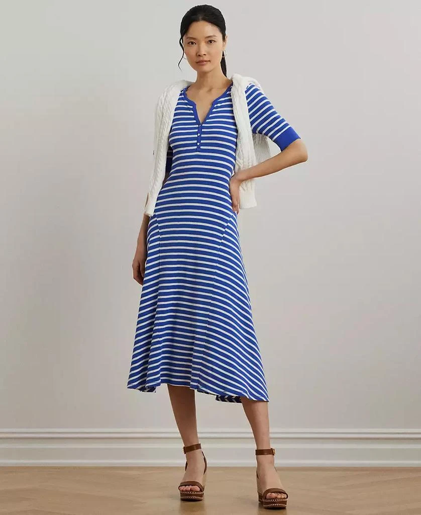 商品Ralph Lauren|Women's Striped Waffle-Knit Cotton Henley Dress,价格¥359,第1张图片