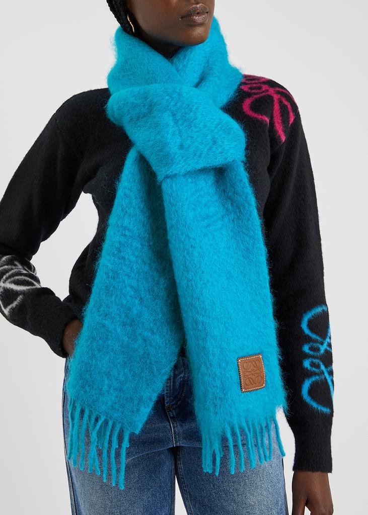 Blue mohair-blend scarf商品第2张图片规格展示