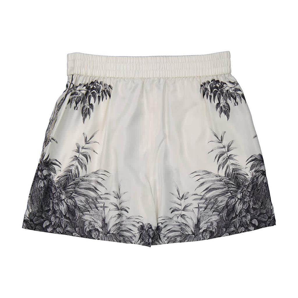 Ladies Deer Sketch Print Mulberry Silk Shorts商品第2张图片规格展示