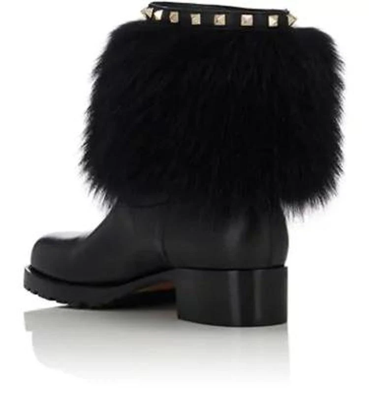 商品Valentino|Rockstud Leather & Fur Ankle Boots,价格¥5199,第3张图片详细描述