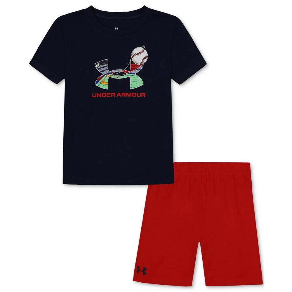 商品Under Armour|Toddler & Little Boys UA Baseball Graphic T-Shirt & Shorts, 2 Piece Set,价格¥185,第1张图片