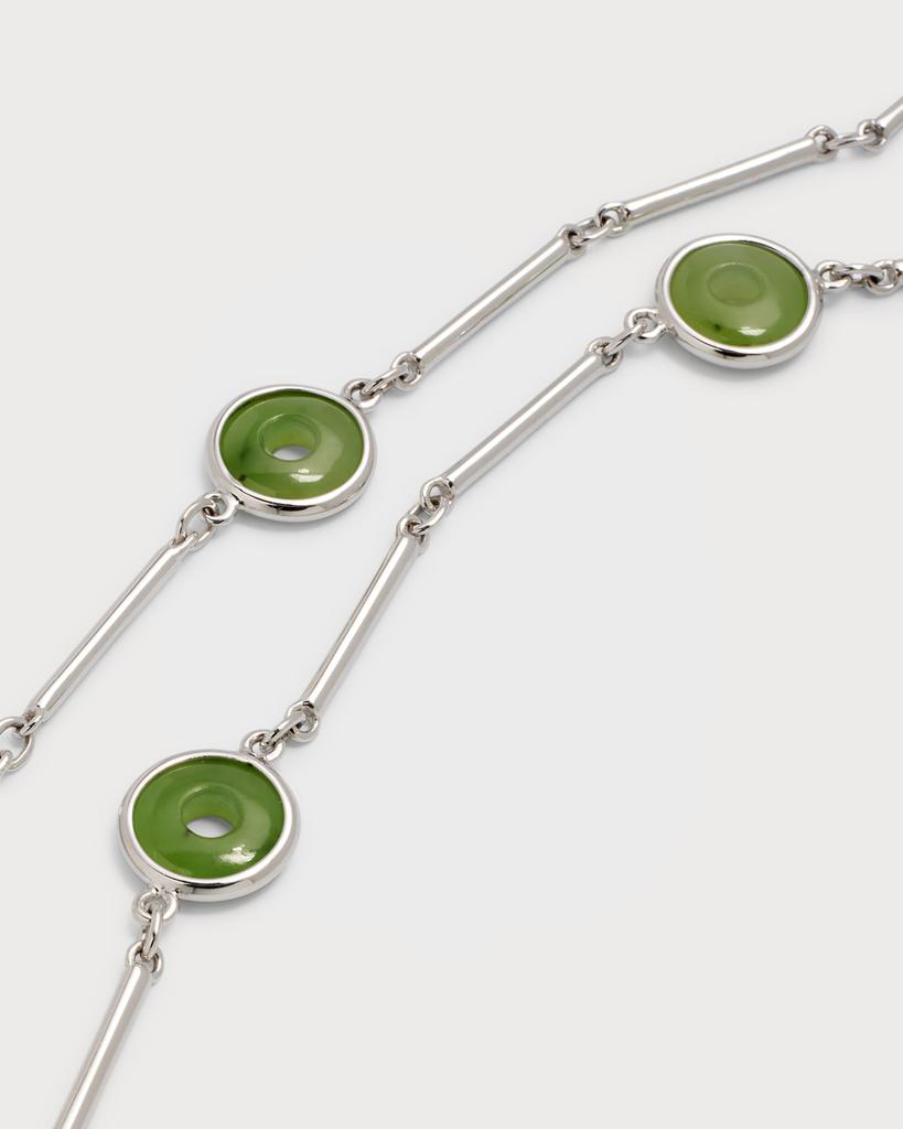 18K White Gold Necklace with Nephrite Jade Rounds商品第3张图片规格展示