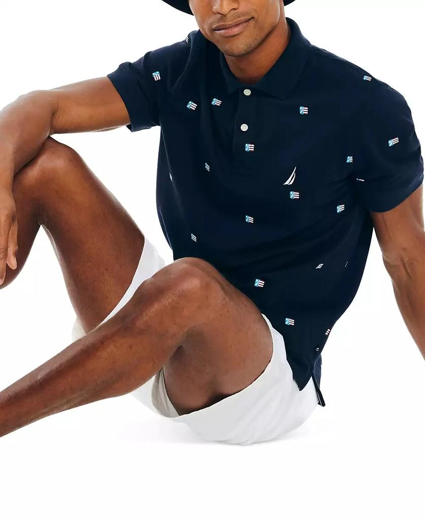 商品Nautica|Men's Classic-Fit Icon-Print Performance Deck Polo Shirt,价格¥121,第4张图片详细描述