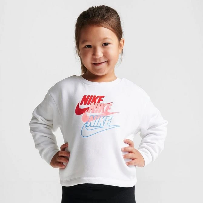 商品NIKE|Girls' Toddler Nike Glow Time Crewneck Sweatshirt and Leggings Set,价格¥113,第3张图片详细描述