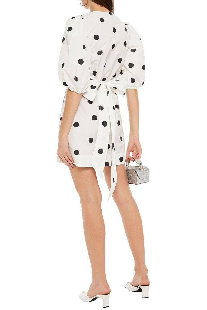 商品Ganni|Pleated polka-dot shell mini wrap dress,价格¥732,第3张图片详细描述
