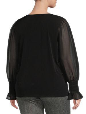 商品Calvin Klein|​Plus Shirred Cuff Top,价格¥360,第4张图片详细描述