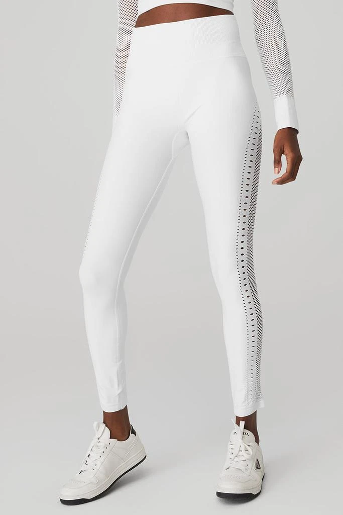 商品Alo|Seamless High-Waist 7/8 Open Air Legging - White,价格¥886,第1张图片