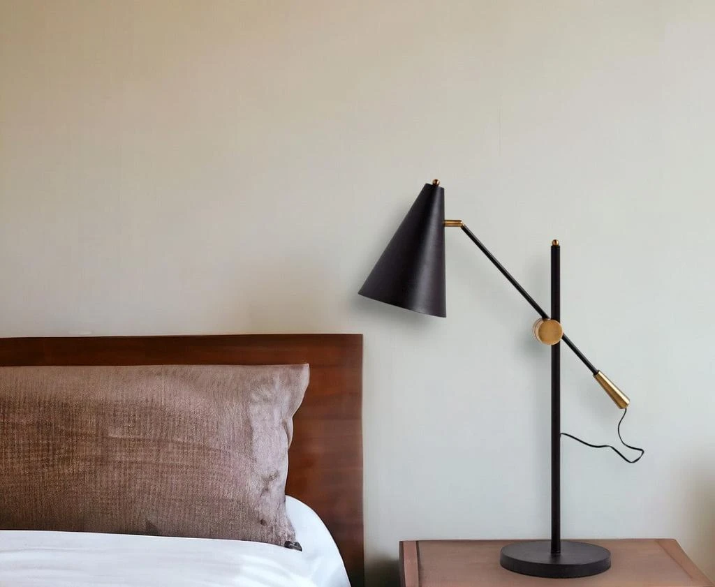 商品Hivvago|26" Black Metal Swing Arm With Black Cone Shade,价格¥2830,第1张图片