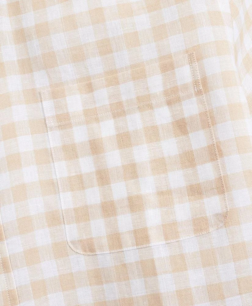 商品Brooks Brothers|Regent Regular-Fit Sport Shirt, Irish Linen Short-Sleeve Gingham,价格¥410,第3张图片详细描述