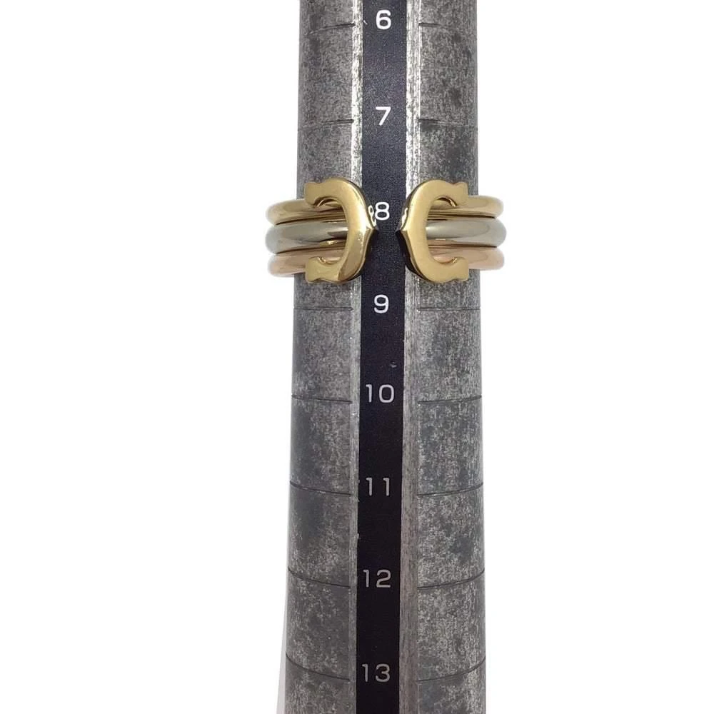 商品[二手商品] Cartier|Cartier Vintage Double C 18K Yellow Gold Rose Gold and White Gold Ring EU 48,价格¥5795,第5张图片详细描述