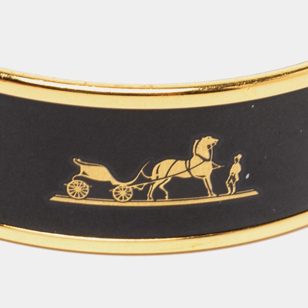 商品[二手商品] Hermes|Hermes Caleche Black Enamel Gold Plated Wide Bangle Bracelet,价格¥3313,第5张图片详细描述