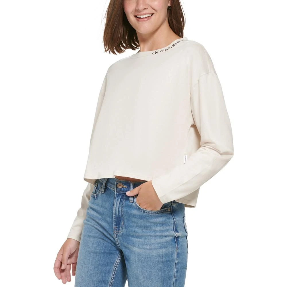 商品Calvin Klein|Women's Cotton Crewneck Logo High-Low T-Shirt,价格¥112,第3张图片详细描述