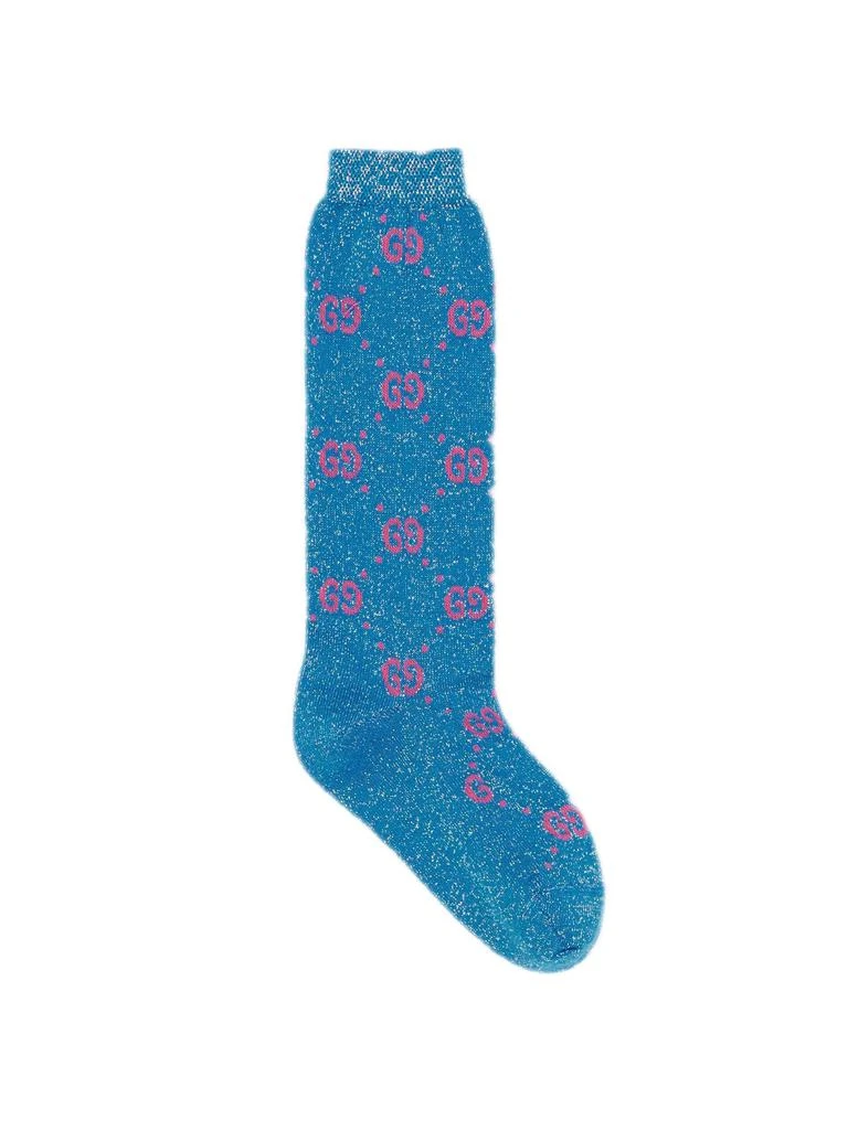 商品Gucci|Blue Cotton Gg Lamé Socks,价格¥664,第1张图片
