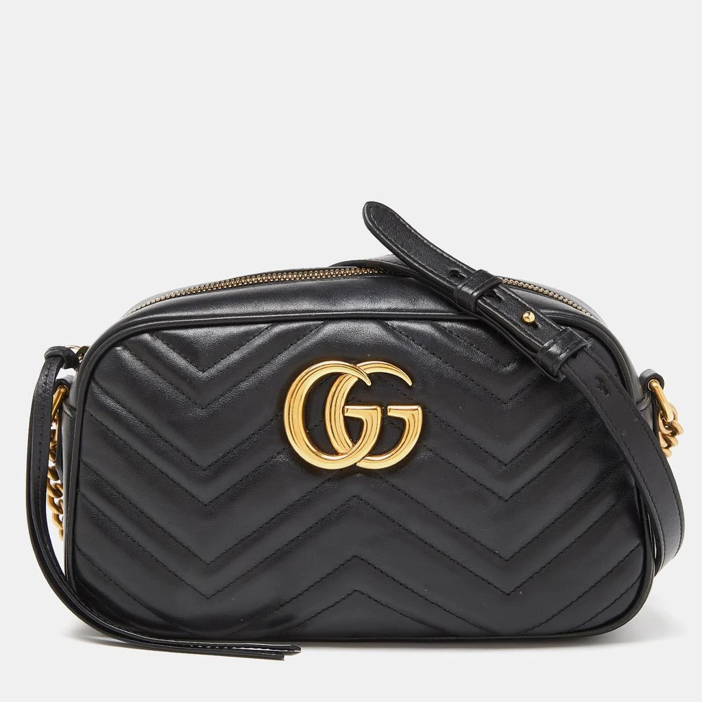 商品[二手商品] Gucci|Gucci Black Matelassé Leather Small GG Marmont Camera Bag,价格¥9541,第1张图片
