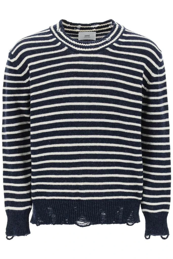 商品AMI|Striped sweater with destroyed detailing,价格¥1331,第1张图片