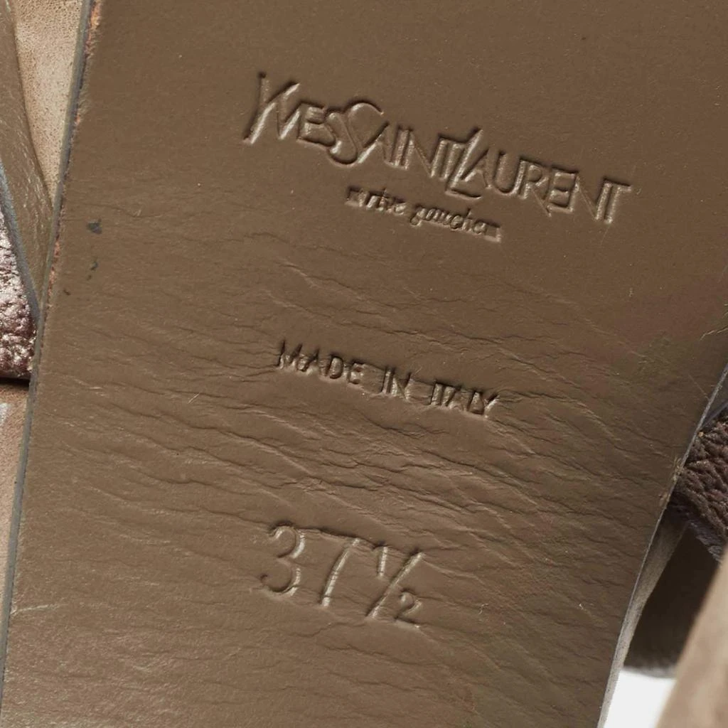 Saint Laurent Metallic Bronze Leather Tribute  Ankle Sandals Size 37.5 商品