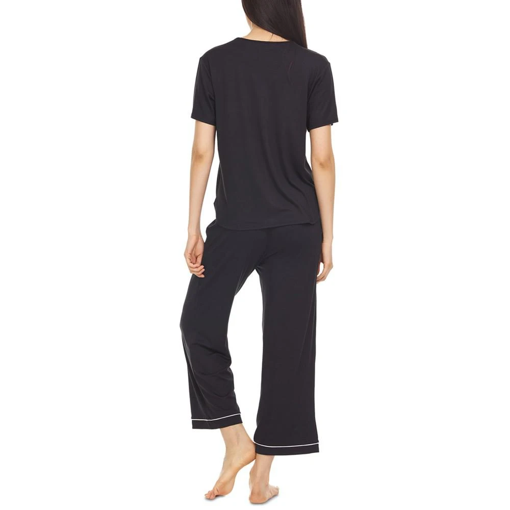 商品Flora Nikrooz|Solid Short-Sleeve Top and Capri Pants Pajama Set,价格¥74,第2张图片详细描述