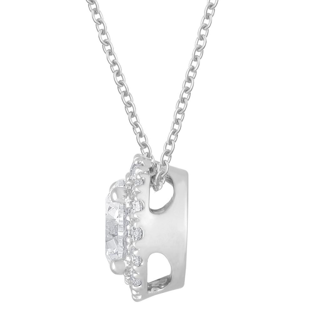 Lab Grown Diamond Halo 18" Pendant Necklace (1-1/5 ct. t.w.) in 14k White Gold商品第3张图片规格展示