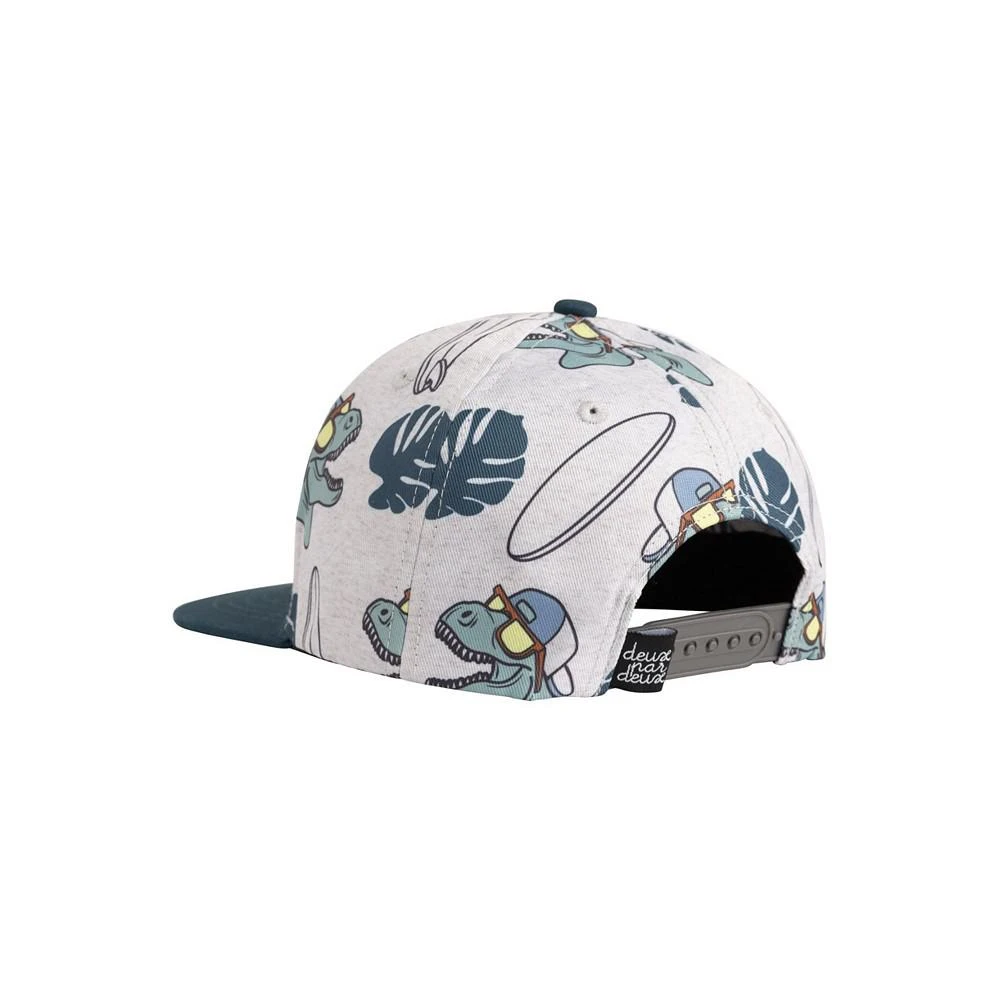 商品Deux par Deux|Baby Boy Printed Cap Light Heather Grey & Teal Dinosaurs - Infant,价格¥141,第2张图片详细描述